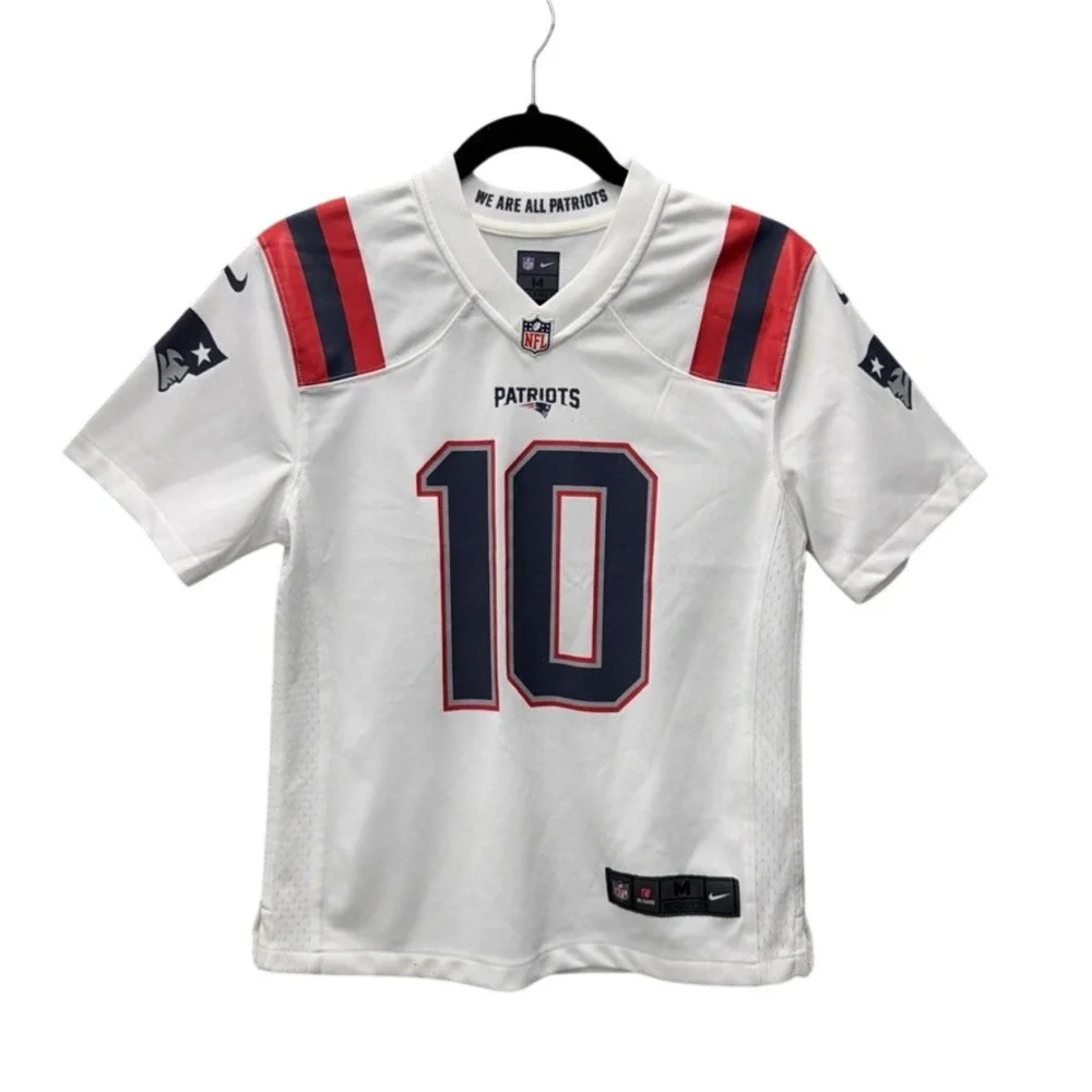 Nike New England Patriots Mac Jones 10 Jersey Youth Medium White NFL On Field
